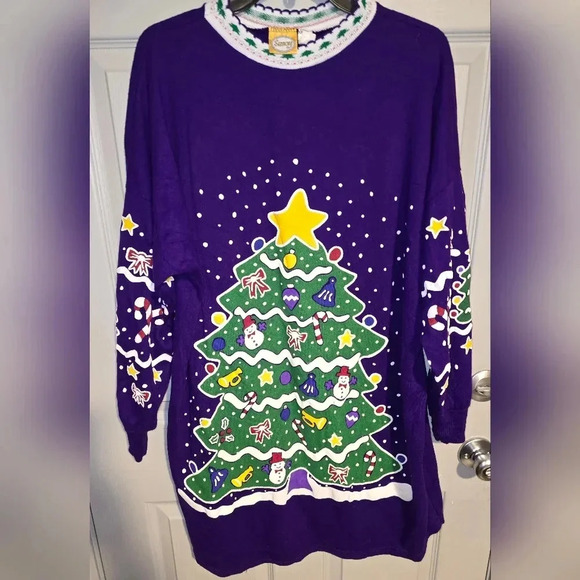 Vintage Savoy Christmas Sweater Sweatshirt Long Tunic One Size L XL XXL 2X 3X - Picture 1 of 6